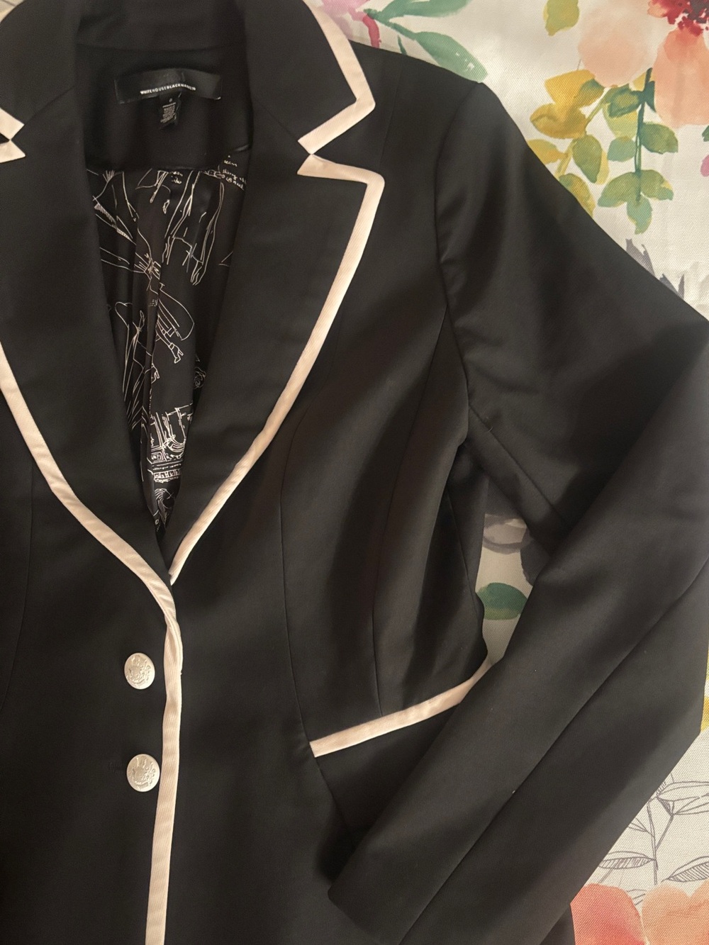 White House Black Market- Women’s Black Blazer with White Piping - Jacket